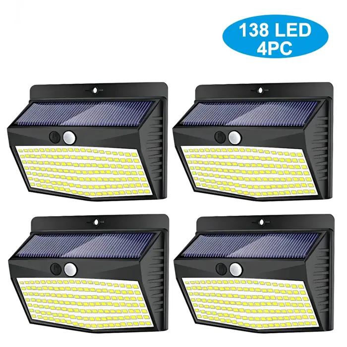 138 LED lumière solaire extérieure 4 pièces lampe murale
