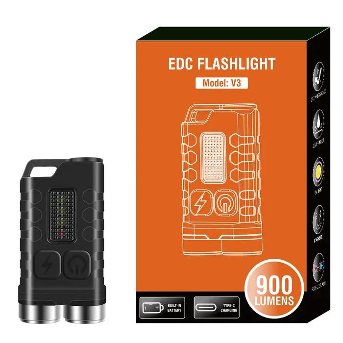 BORUiT V3 UV LED EDC porte-clés lampe de poche type-c