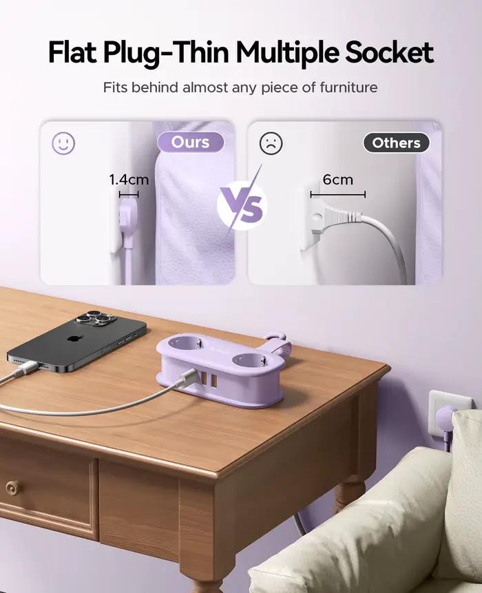 ORICO AP3 prise ue 20W PD multiprise 2 prises AC 2USB 1 type-c 1.53M rallonge électrique charge rapide pour la maison/tablette