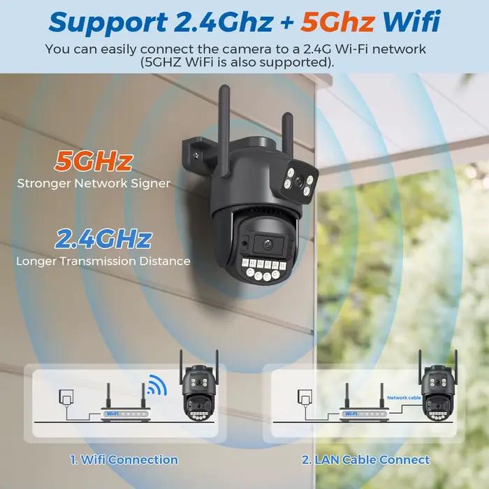 Caméra de surveillance extérieure PTZ IP WiFi 5GHz