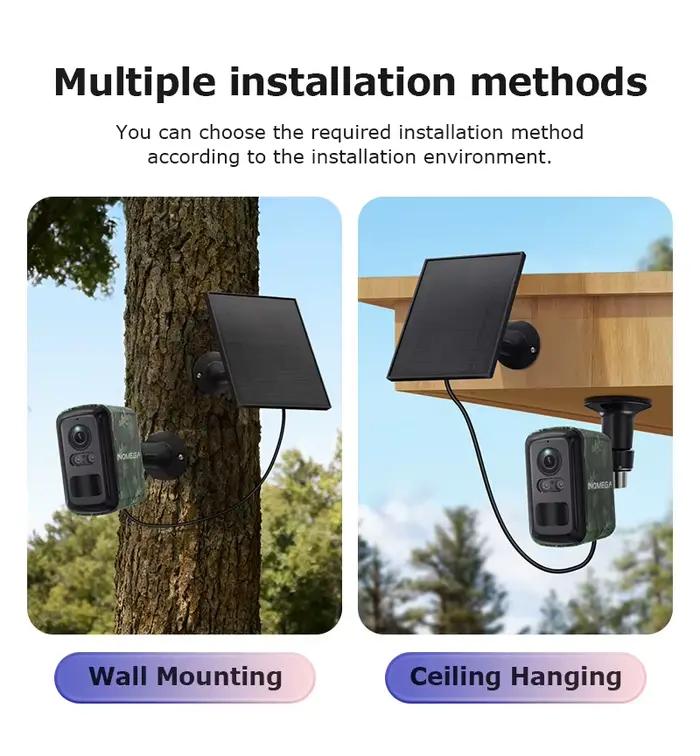 INQMEGA 5MP Mini caméra solaire 4G Surveillance extérieure Camouflage couleur WiFi