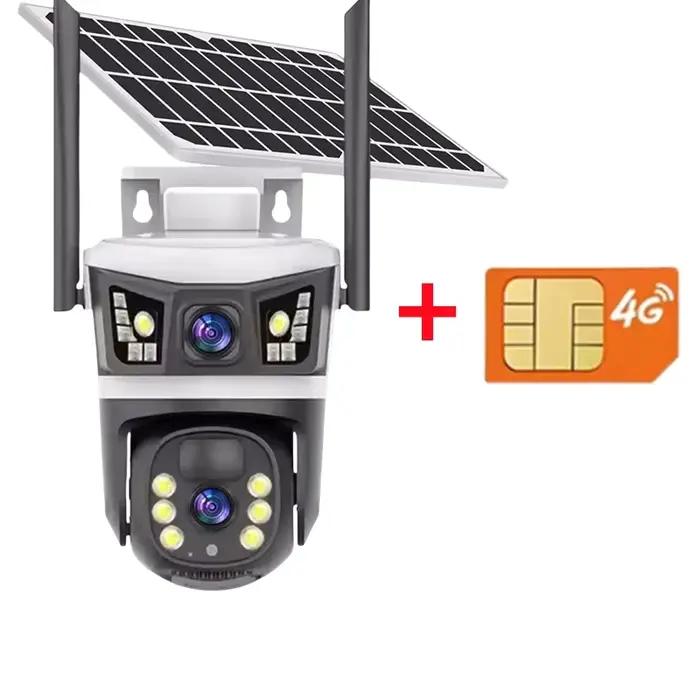 Caméra solaire 12MP 6K 4G SIM extérieure à double objectif