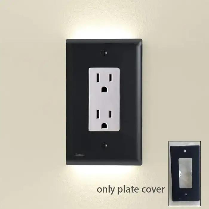Plaque murale multiprise duplex avec capteur automatique LED haut/bas pour éclairage nocturne