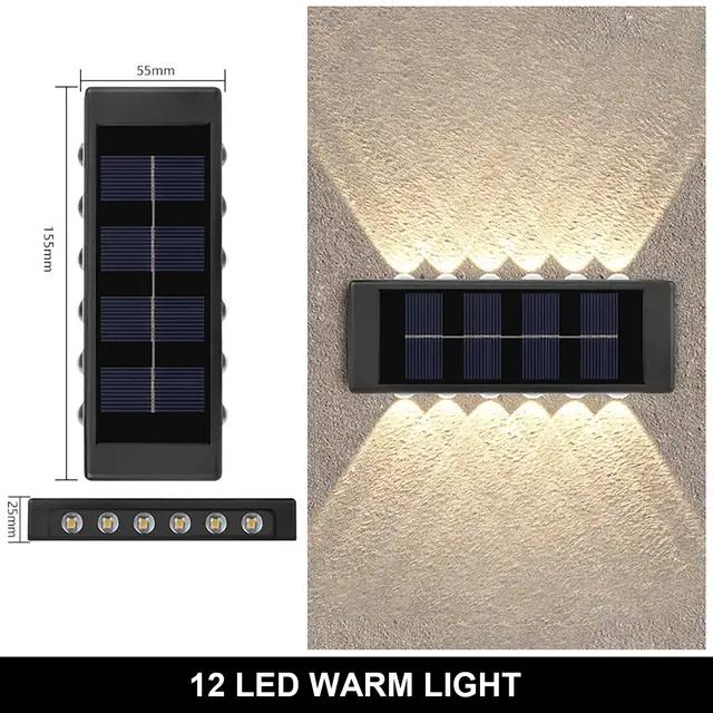 Applique solaire extérieure lumière chaude étanche haut et bas éclairage lumineux balcon cour jardin décoration lumières mur extérieur