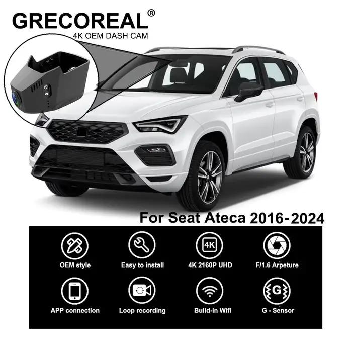 GRECOREAL 4K Dash Cam avant arrière WiFi double caméra Dashcam APP contrôle facile à installer Plug Play Compatible avec Cupra Seat Ateca