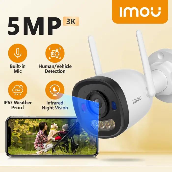 Caméra extérieure IMOU Vision nocturne couleur Bullet 2C Pro 5MP 360 ° Caméra de surveillance PTZ