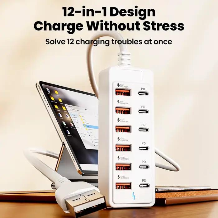 Station de charge 12 en 1 universelle avec technologie GaN pour iPhone Huawei Samsung Xiaomi OnePlus Occasions spéciales et quotidienne