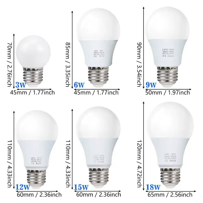 10 pièces E27 ampoule LED 220V 240V 18W 15W 12W 9W 6W 3W