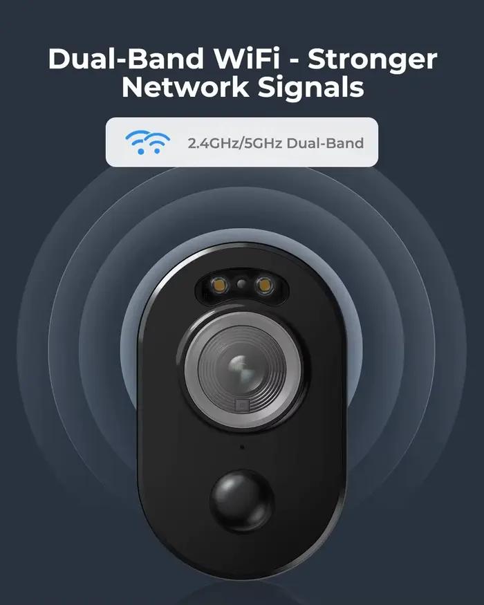 REOLINK 5MP caméras de sécurité sans fil extérieures double bande WiFi batterie caméra détection intelligente
