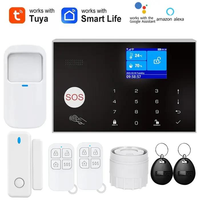 Système d'alarme WiFi GSM avec écran couleur TFT pour sécurité résidentielle et commerciale, compatible avec Alexa et Google Assistant