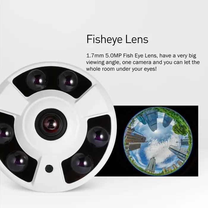 H.265 HD 5MP caméra IP panoramique Fisheye 1620P/1080P tableau LED IR Vision nocturne sécurité CCTV système