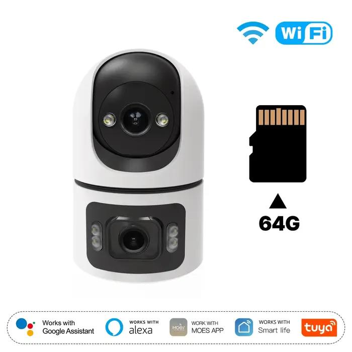 Moes Tuya WiFi caméra intelligente intérieure 8MP objectif double écran 2.4G/5G Vision nocturne infrarouge détection de mouvement suivi automatique Audio bidirectionnel