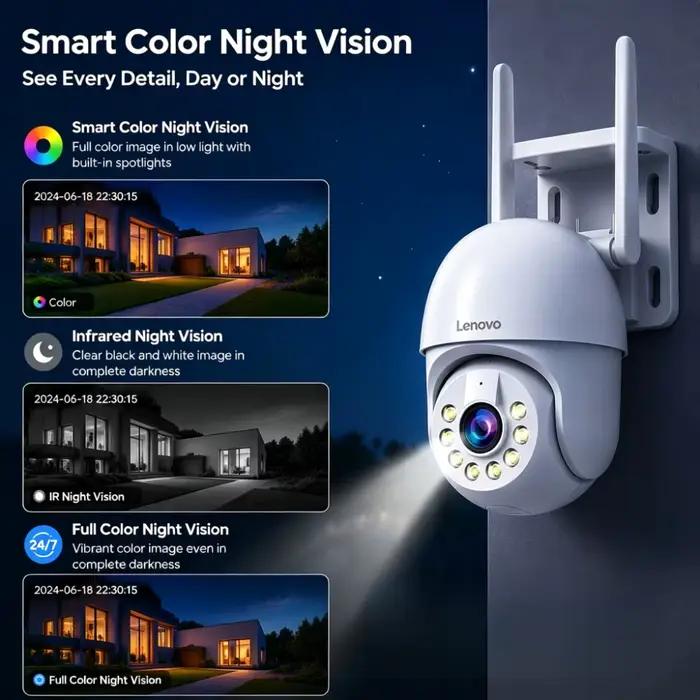 Caméra de sécurité Wifi Lenovo 5MP pour extérieur