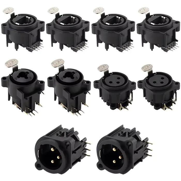 Connecteur XLR Mâle/Femelle RJ45 3 Broches en Plastique Noir Facilitant Connexions Robustes et Fiables pour Audio Professionnel et Passionnés