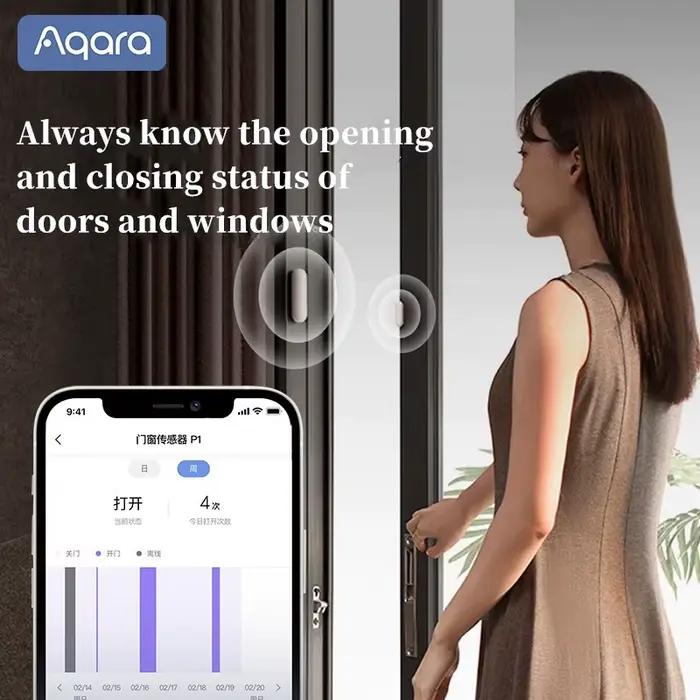 Capteur de porte et de fenêtre Aqara P1 Zigbee 3.0 mini intelligent pour maison connectée sécurité télécommande compatible avec Homekit pour protéger maison bureau cadeau occasions spéciales