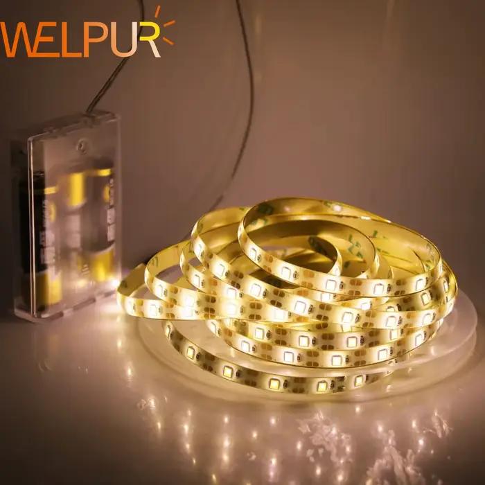 Bande lumineuse LED WELPUR alimentée par piles pour salon arrière-plan télévision chambre à coucher éclairage cuisine flexible et décorative