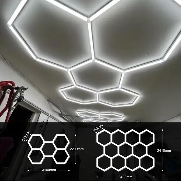 Lampe à LED hexagonale en accent d'abeille pour garage tube d'éclairage plafond réparation carrosserie automobile atelier tension 110V 240V lumière blanche beige blanc froid bleu gris foncé jaune orange rouge blanc chaud modifiable vert