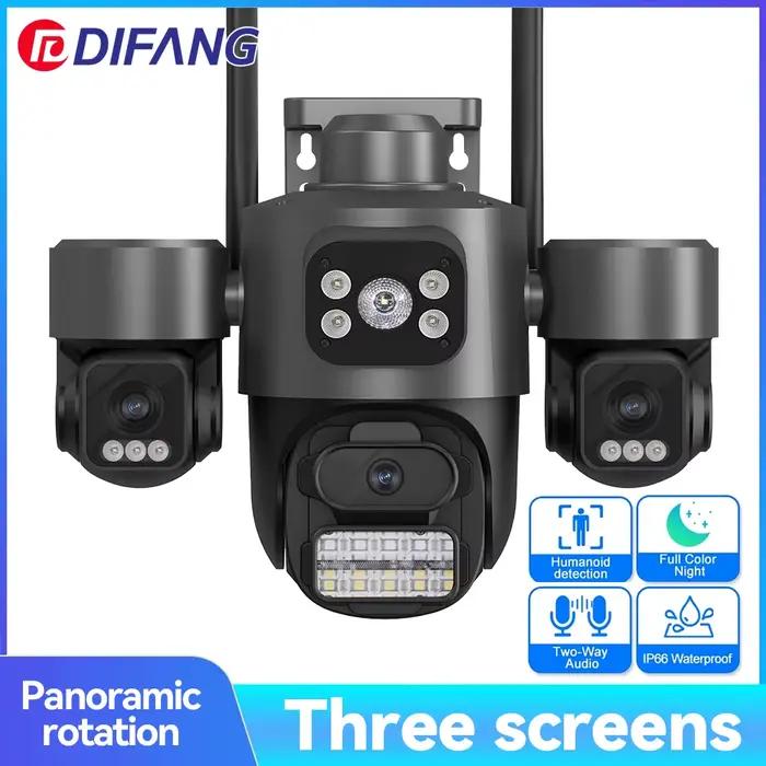 Offre spéciale iCsee 3 objectifs 3 écran WiFi caméra 360 ° CCTV extérieur imperméable de suivi automatique