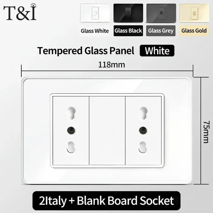 Prise murale ModernSeries avec USB-C PD 3.0 - Design Schuko Italie/Chile et panneau en verre trempé anti-empreintes