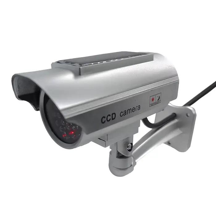 Fausse caméra de sécurité à énergie solaire pour l'extérieur, Surveillance CCTV factice réaliste ave