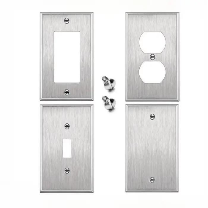 Cache-prise décoratif en acier inoxydable pour interrupteurs et prises