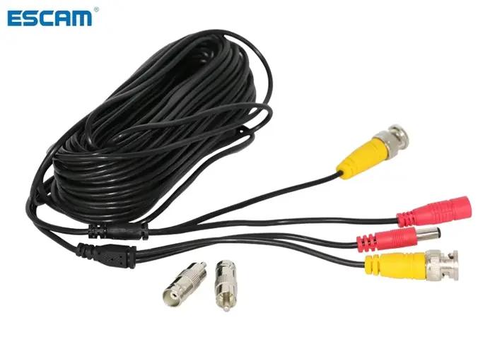 ESCAM 59ft 18m 32ft 10m BNC + câble de vidéosurveillance cc pour caméra de Surveillance analogique AHD CVI CCTV DVR Kit