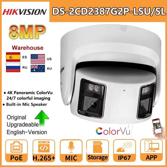 Hikvision-Caméra IP 8MP Guardian TurnVu Tourelle DS-2CD2387G2P-LSU/SL 4K Sécurité Double Objectif document Nuit Micro Intégré Haut-Parleur