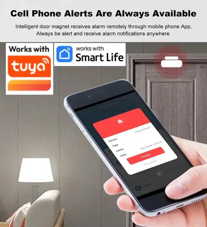 Alarme anti-cambriolage domestique Zigbee WIFI détecteurs d'ouverture fermeture de porte intelligents TUYA capteur de fenêtre alerte par application sécurité domestique compatibles Alexa Google Assistant