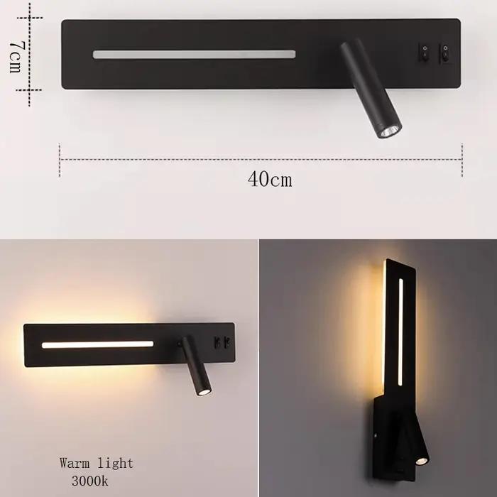 Applique murale LED Ramalho avec chargeur USB pour téléphone portable, luminaire décoratif moderne pour salon, chambre à coucher ou lecture
