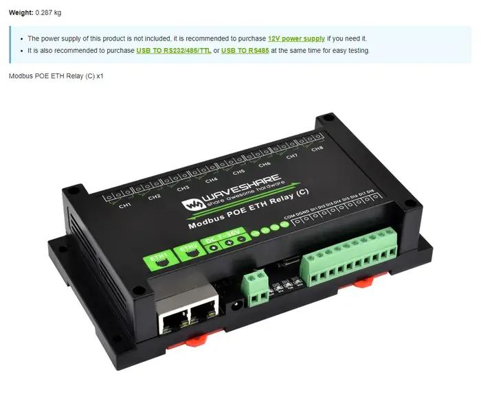 Module de relais 8 canaux à double port Ethernet (C)