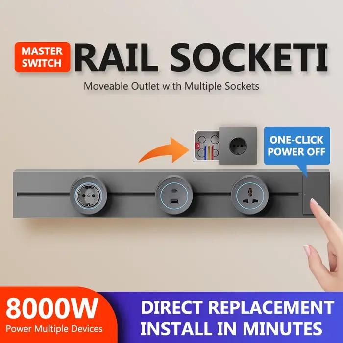 Prise électrique sur rail avec interrupteur pour cuisine