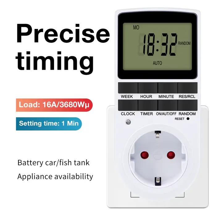 Minuterie numérique électronique cyclique 24 heures programmable avec 10 groupes de paramètres pour cuisine et domotique design enfichable