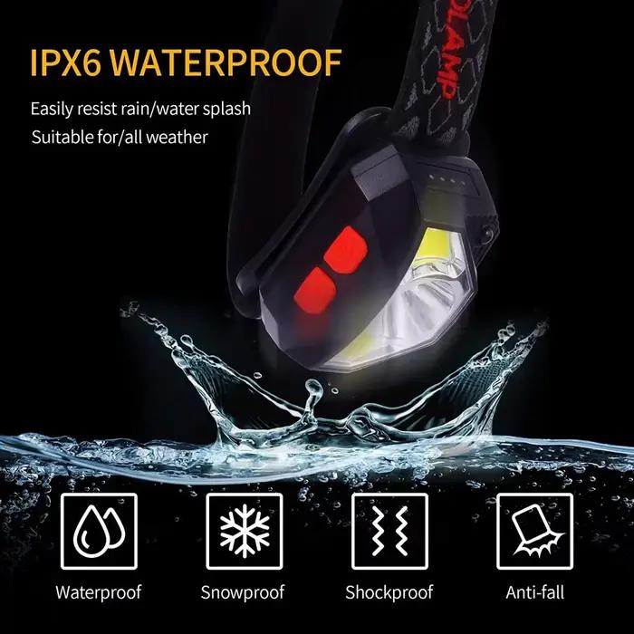 6 Modes capteur de mouvement XPE + COB LED lampe frontale lampe de poche USB Rechargeable étanche Ca