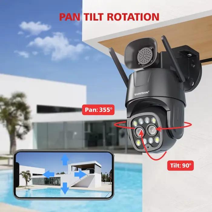 Caméra IP Wifi/4G carte Sim PTZ 4MP 8MP double objectif 2.8mm-8mm 10X Zoom extérieur AI suivi humain couleur Vision