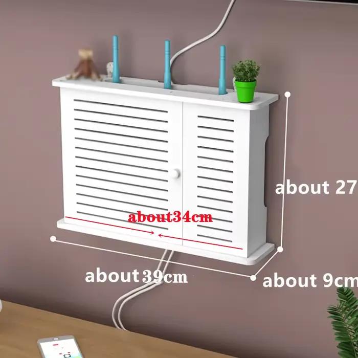 Étagère de rangement pour routeur Wifi sans fil, boîte de rangement murale suspendue en bois et plas