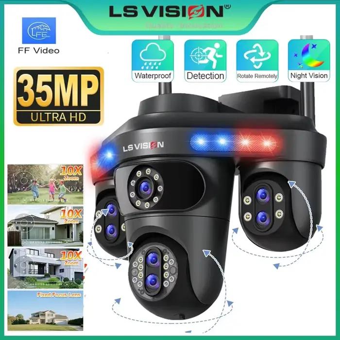 LS VISION Caméra de sécurité extérieure 35MP avec zoom optique 10X Objectif 7/5