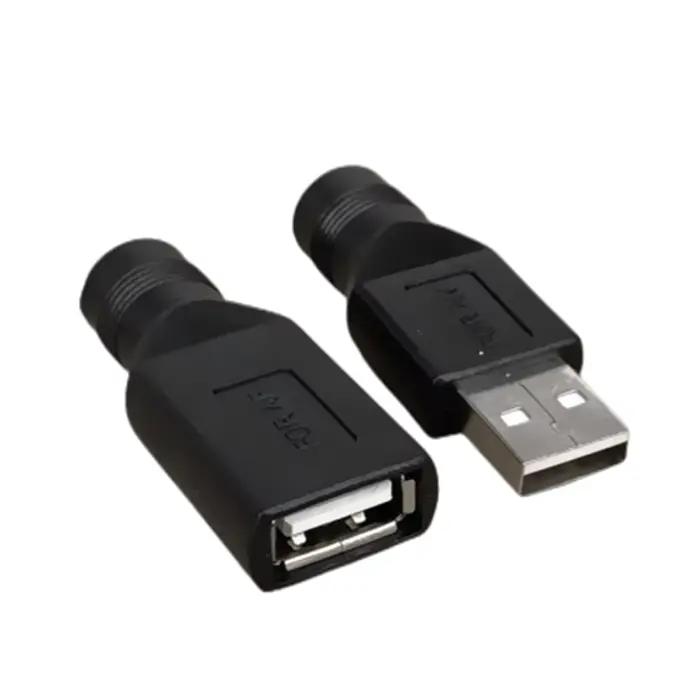 Prise femelle vers USB 2.0 prise mâle/prise femelle 5V DC fiches d'alimentation connecteur adaptateur ordinateur portable 5.5*2.1mm couleur noire