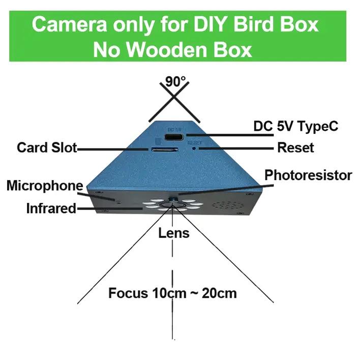 Caméra WiFi HD Tuya Smart Life pour nichoir à oiseaux, vision nocturne, application mobile, vision e