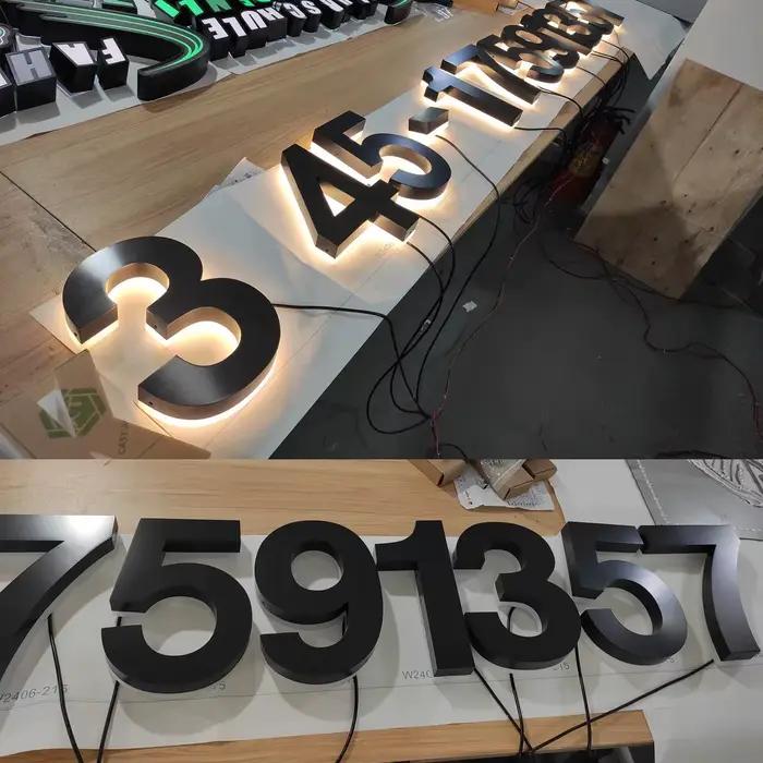 Numéros de maison modernes avec LED rétroéclairée