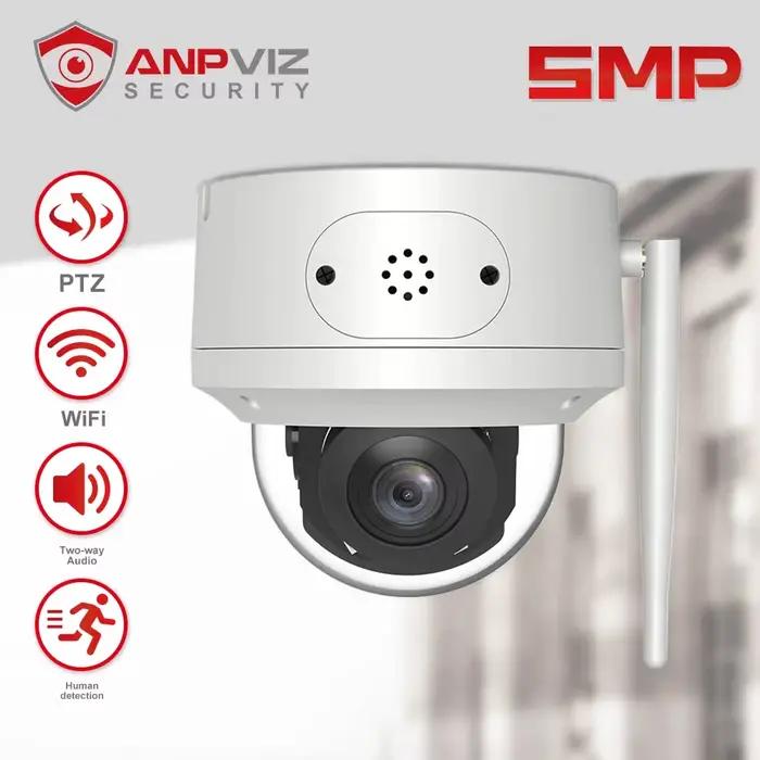 Anpviz Wifi PTZ caméra extérieure 5MP caméra vidéo de sécurité 5X Zoom AI détection humaine prise en