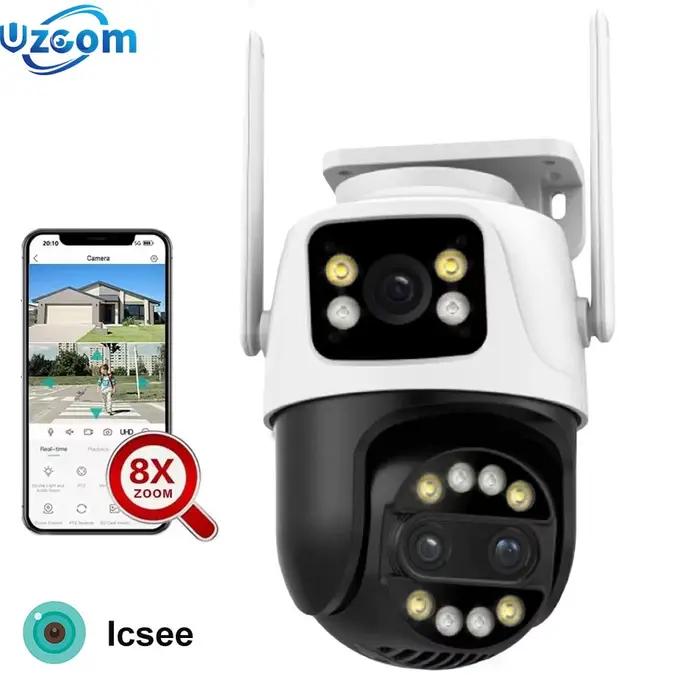 Caméra Uzoom 12MP 6K WiFi avec zoom 8x et double écran pour suivi automatique et détection humaine sécurité extérieure intérieure surveillance nocturne résistante aux intempéries