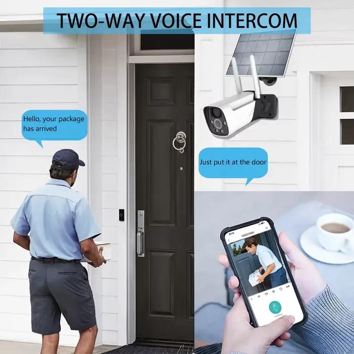 Caméra de sécurité WIFI extérieure à énergie solaire 3MP CCTV vision nocturne caméra haute définition couleur détection humaine PIR ICSEE
