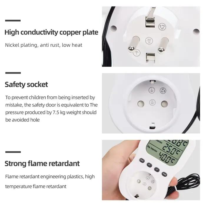 Thermostat intelligent LCD minuterie numérique prise multifonction régulateur de température interrupteur chauffage