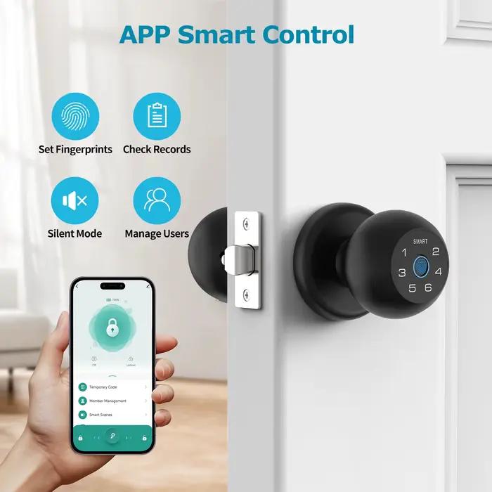 Serrure intelligente Viladepot à empreintes digitales avec application de contrôle pour porte intérieure en aluminium avec biométrie et clavier tactile pour sécurité maximale et design moderne