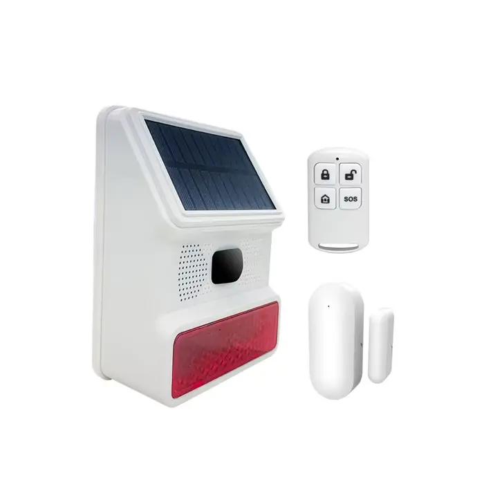 Sirène de haut-parleur solaire sans fil 433MHz sondeur extérieur 100Db super klaxon d'alarme sécurité maison entreprise cadeau anniversaire noel