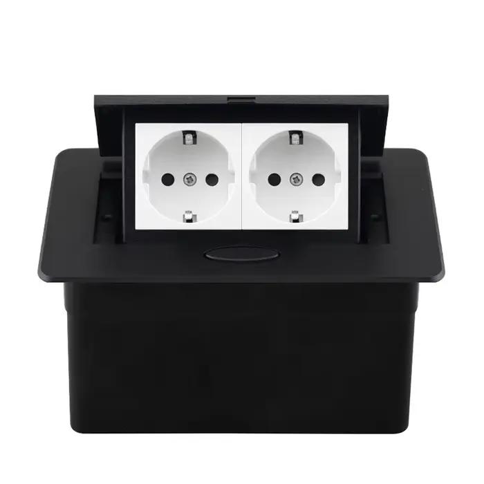 Prise Standard ue couvercle en aluminium de bureau prise dissimulée prise de bureau noir argent blan