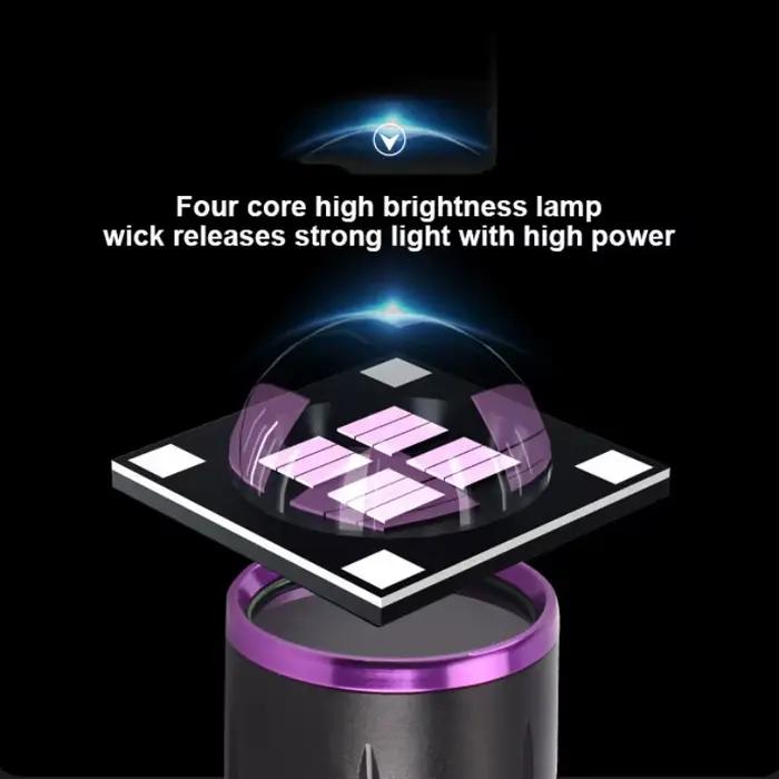 Lampe de poche UV puissante 365nm, Type C, Rechargeable, étanche, lumière violette 26650, pour détec