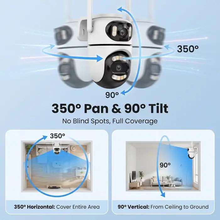Caméra de sécurité WiFi PTZ à double objectif 4MP