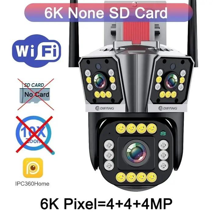 Caméra IP WiFi Extérieure 16MP 8K HD 10X Zoom Optique Suivi Automatique PTZ Quatre Objectifs Trois Ecrans Caméra Sécurité Étanche Pour Usage Intérieur et Extérieur Occasions Spéciales