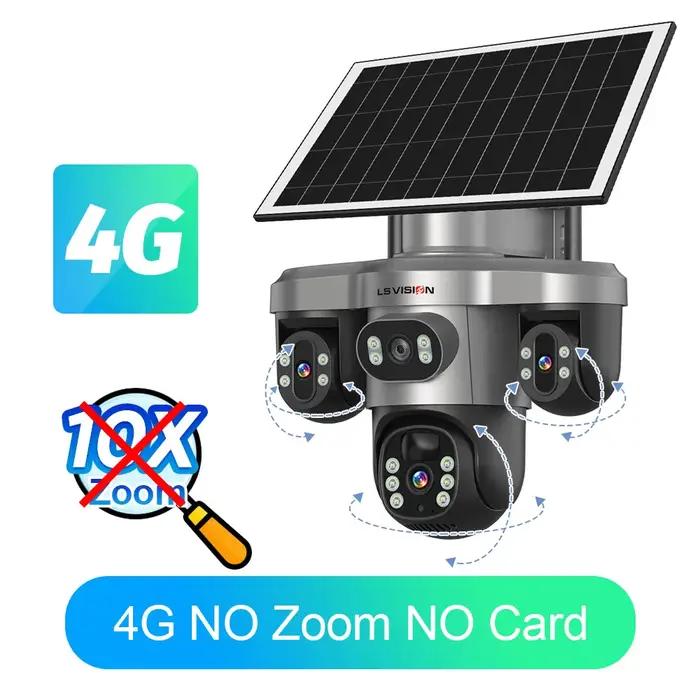 LS VISION caméra solaire Wifi extérieure avec Zoom optique 10X trois écrans 4G SIM Cctv sécurité à domicile